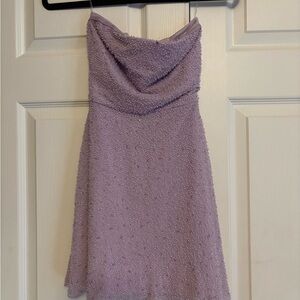 Oh Polly Lavender Beaded Strapless Dress